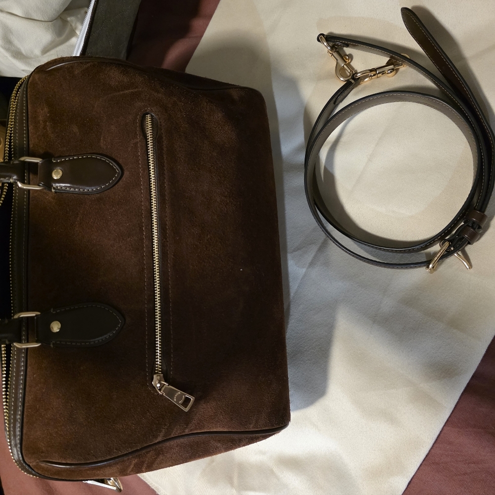 Coach Large Brown Suede Rowan Satchel - Picture 5 of 6
